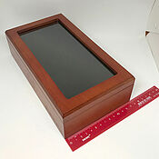 Материалы для творчества handmade. Livemaster - original item Wooden box with a window and velvet trim. Handmade.