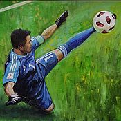 Картины и панно handmade. Livemaster - original item Oil painting Akinfeev`s foot painting 50 by 70 cm sports painting football. Handmade.