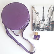 Сумки и аксессуары handmade. Livemaster - original item Shoulder bag, round purple leather of medium size. Handmade.