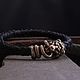 Men's leather bracelet-Lion, Braided bracelet, Volgograd,  Фото №1
