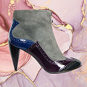 Винтаж handmade. Livemaster - original item Sizes 38, 39. Grey velour and patent leather ankle boots. Handmade.