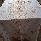 Винтаж: Винтажная овальная скатерть ришелье оранжевог цвета       цвета