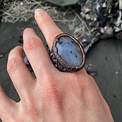 Украшения handmade. Livemaster - original item Copper ring with moss agate No. №2. Handmade.