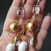Украшения handmade. Livemaster - original item Earrings gold plated with pearl. Handmade.