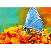Картины и панно handmade. Livemaster - original item Painting flower and butterfly 