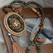 Украшения handmade. Livemaster - original item Necklace - Sautoire made of stones with a pendant 