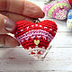 Keychain 5 cm Knitted heart red Jacquard. Fun. BarminaStudio (Marina)/Crochet (barmar). Online shopping on My Livemaster.  Фото №2