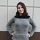 Серо-черный вязаный джемпер свитер. Свитеры. IRINA GRUDKINA Handmade Knitwear. Ярмарка Мастеров.  Фото №6
