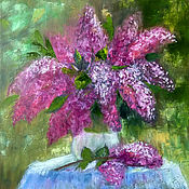 Картины и панно handmade. Livemaster - original item Oil painting Lilac! canvas, flowers in a vase. Handmade.