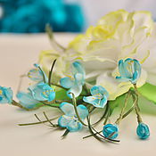 Букетик цветов из атласных лент "Капелька лета"