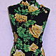 Viscose chiffon 'Bold rose' yellow (on black background). Fabric. Ya-shveya. Online shopping on My Livemaster.  Фото №2