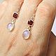 Серьги из серебра с гранатом и лунным камнем. Серьги классические. Newstylejewelry. Интернет-магазин Ярмарка Мастеров.  Фото №2