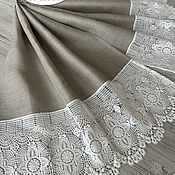 Для дома и интерьера ручной работы. Ярмарка Мастеров - ручная работа Towel made of 100% Linen with lace Grey. Handmade.