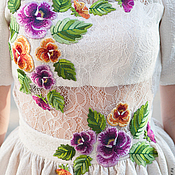 Платье из натурального шелка Полевые цветы,можно из другой ткани
