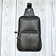 Men's sling bag, made of genuine python leather, in black, Crossbody bag, St. Petersburg,  Фото №1