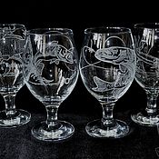 Посуда handmade. Livemaster - original item Fishing. A set of glasses.. Handmade.