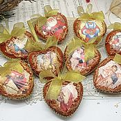 Сувениры и подарки handmade. Livemaster - original item Christmas tree toys hearts in vintage style. Handmade.