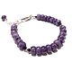 Silver bracelet with charoite and spinel, Bead bracelet, Moscow,  Фото №1