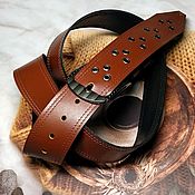 Аксессуары handmade. Livemaster - original item Straps: Belt brown width 40 mm. Handmade.