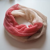 Аксессуары handmade. Livemaster - original item Snudy: Knitted snood 2 turns from kid mohair to beige-milk-coral. Handmade.