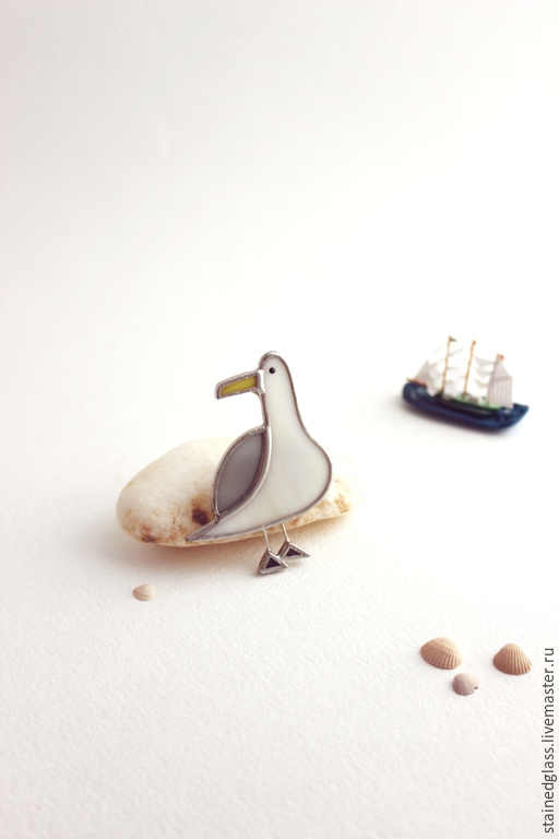 Брошь морская "Чайка" – заказать на Ярмарке Мастеров – 6Q7MJRU | Броши ...