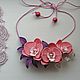  В розовых орхидеях. Колье. Knitted flowers. Ярмарка Мастеров.  Фото №6