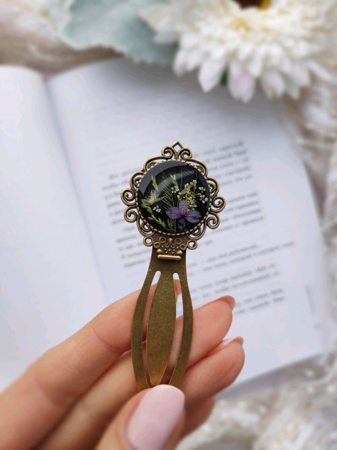 Закладки для книги с настоящими цветами,подарок книголюба,педагогу ...
