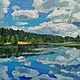 Картина Лесное озеро, масло, холст пейзаж 15*15 см, Картины, Санкт-Петербург,  Фото №1