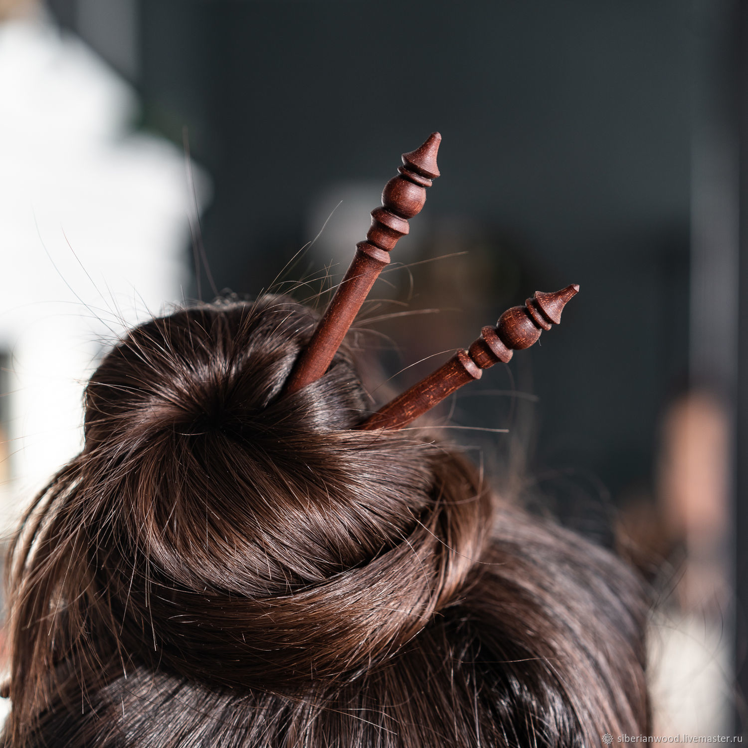Заколка-шпилька для волос (пара) из красного дерева H17, Заколки, Новокузнецк,  Фото №1