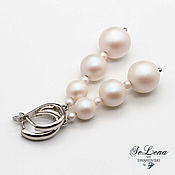 Свадебный салон handmade. Livemaster - original item 925 silver earrings with pearls Swarovski_ Long pearl earrings. Handmade.