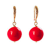 Украшения handmade. Livemaster - original item Coral Earrings / Red Earrings / Gold Earrings / Small Earrings. Handmade.