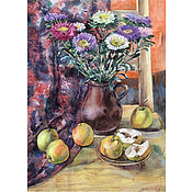 Картины и панно handmade. Livemaster - original item Chrysanthemum and pear pattern. Handmade.