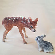 Куклы и игрушки handmade. Livemaster - original item felt toy: A fawn with a bunny. Handmade.