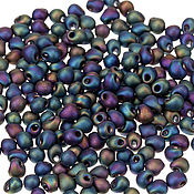 Материалы для творчества handmade. Livemaster - original item 10g Beads Drops 3.4mm 401FR Black Rainbow Japanese Beads Miyuki. Handmade.