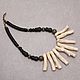 Necklace with white coral, volcanic lava, black coconut and bone, Necklace, Orel,  Фото №1
