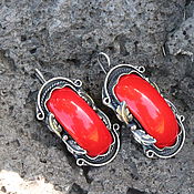Украшения handmade. Livemaster - original item Earrings with coral made of 925 silver ALS0026. Handmade.