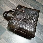 Сумки и аксессуары handmade. Livemaster - original item Men`s bag made of embossed crocodile skin, in brown!. Handmade.
