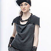 Одежда handmade. Livemaster - original item Tops: Lt_003mysh_chern Mini-fitted top, mouse color/black. Handmade.