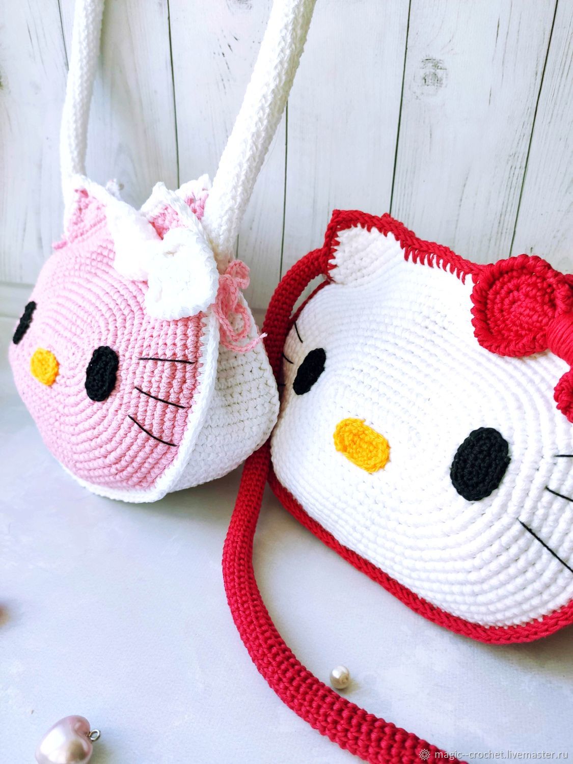 Детская вязаная сумочка, крючком, «Hello kitty»/4