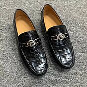 Обувь ручной работы handmade. Livemaster - original item Moccasins made of genuine crocodile leather, black color!. Handmade.