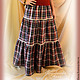 Long skirt tiered 'Red+blue',cotton,country,boho,tartan. Skirts. Anna Podivilova (Scirts and bags). Online shopping on My Livemaster.  Фото №2