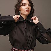 Женская рубашка из итальянской вискозы с бусинами