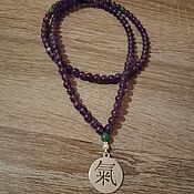 Работы для детей, handmade. Livemaster - original item Men`s Rosary Beads with Medallion (amethyst,green agate and 925 silver). Handmade.
