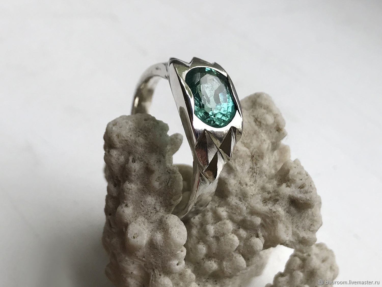 Men's ring with VS Emerald 1,69 ct, handmade silver ring, Rings, Moscow,  Фото №1