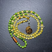Фен-шуй и эзотерика handmade. Livemaster - original item Citrine and Jade Rosary beads with Ammonite 108 b.. Handmade.