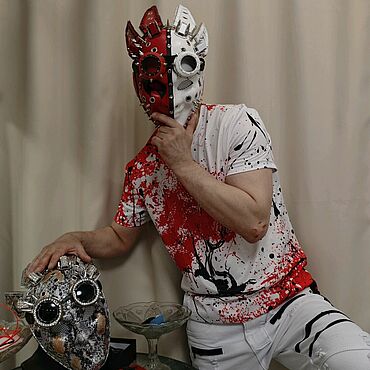 Аксессуары ручной работы. Ярмарка Мастеров - ручная работа Маска кожаная Joker RED/white! Карнавальная фестивальная!. Handmade.