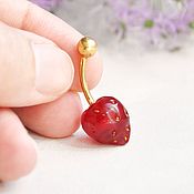 Украшения handmade. Livemaster - original item Red strawberry navel piercing earring. Handmade.