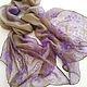 Silk scarf for women Lavender Beige with flowers Delicate silk 100%. Scarves. Silk Batik Watercolor ..VikoBatik... My Livemaster. Фото №6