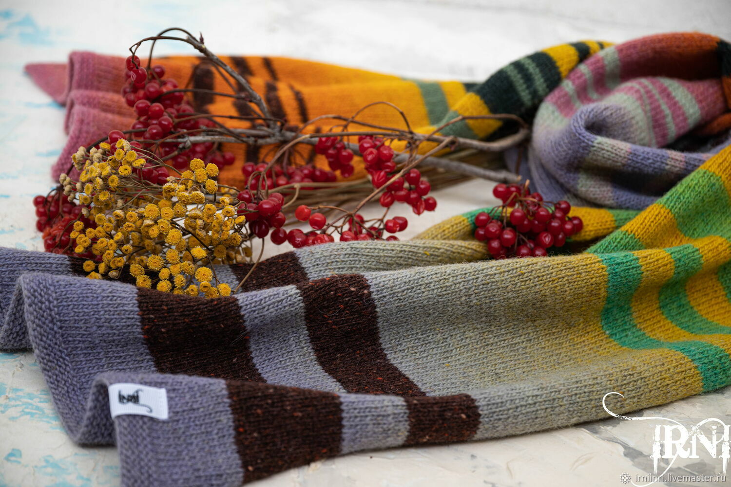 Knitted scarf 'Cozy winter', 100% wool, Scarves, Ekaterinburg,  Фото №1