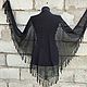 Brunello Cucinelli net shawl black openwork knitted with fringe, Shawls, Tula,  Фото №1